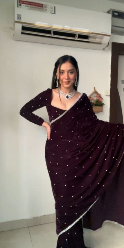 BD 1798 Wine Velvet 9000 with Revert Machine Pearl Work Saree Designer Work. Get it for ₹2049. Delivery 4-6 Working Days. Shop now. | Sarees, Bollywood Sarees, Creative Sarees, Designer Sarees, Embroidered Sarees, Ethnic Saree, Modern Digital sarees, Party Wear Sarees