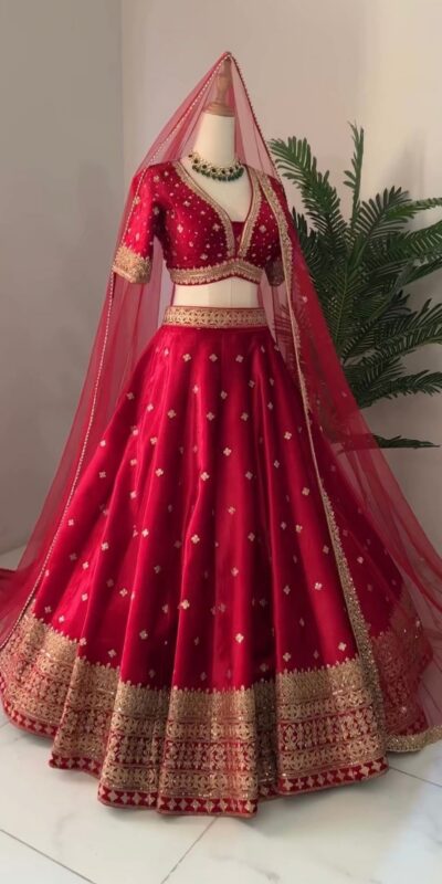 Alternative view of Red Georgette Embroidery Sequence Lehenga Choli