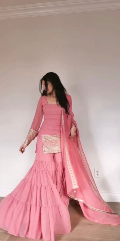 RTC 5962 Baby Pink Faux Georgette Salwar Suit Perfect for Wedding, Party, Cultural Events, Holi, Lohri – . Now at just ₹2049. Delivery 4-6 Working | Jump Suits, Tops & Bottoms, Track Suits, Salwar suit, Casual Suits, Creative suits, Designer Suits, Palazzo Suits, Party Wear Suits, Patiala Suits, Straight Suits, Trendy Wear