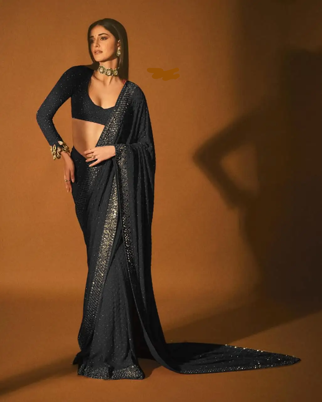 DF 3465 Black Faux Georgette Saree with Embroidery Work & Mirror Work. Affordable Price ₹2099. Delivery 4-6 Working Days. Shop now. | Sarees, Bollywood Sarees, Creative Sarees, Designer Sarees, Embroidered Sarees, Ethnic Saree, Modern Digital sarees, Party Wear Sarees