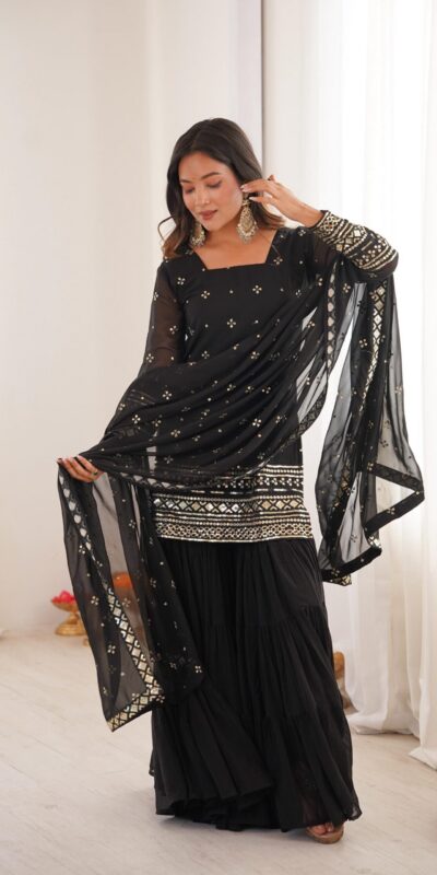 SRK 5317 Black Georgette Salwar Suit with Embroidery Work. Wedding, Party, Festive Best Price ₹2399. Delivery 4-6 Working Days. Shop now. | Jump Suits, Tops & Bottoms, Track Suits, Salwar suit, Casual Suits, Creative suits, Designer Suits, Palazzo Suits, Party Wear Suits, Patiala Suits, Straight Suits, Trendy Wear