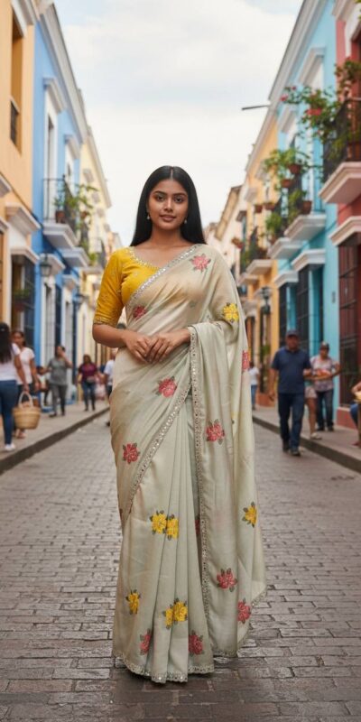 BT 1305 Off White Viscose Rangoli Saree Perfect for Wedding, Party, Family Gatherings, Temple Visit, Diwali – . Get it for ₹1849. Delivery 4-6 Wor | Sarees, Bollywood Sarees, Creative Sarees, Designer Sarees, Embroidered Sarees, Ethnic Saree, Modern Digital sarees, Party Wear Sarees