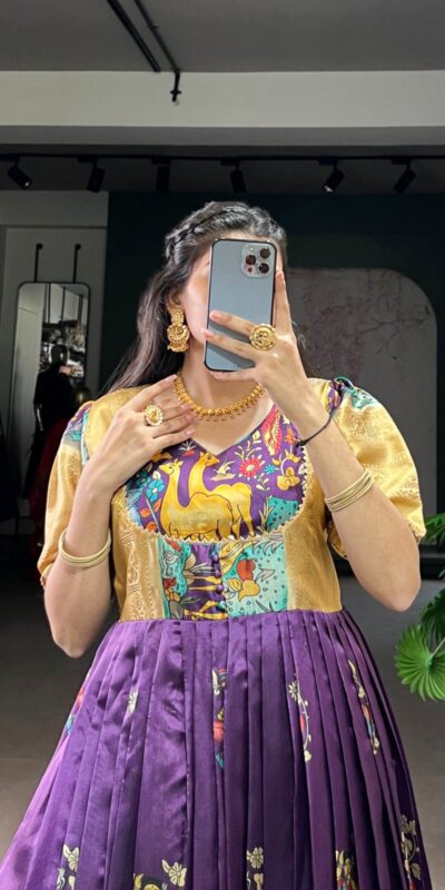 YNF 5009 Purple Dola Silk Weaving Work Gown with Designer Work. Introductory Price ₹1749. Delivery 4-6 Working Days. Shop now. | Gowns, Bollywood Gowns, Creative Gowns, Designer Gowns, Embroidered Gowns, Party Wear Gowns