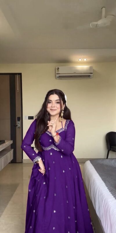 MF 1003 Purple Georgette Gown. Perfect for Wedding, Party, Pongal, Bridal Wear, Anniversary – Affordable Price ₹1799. Delivery 4-6 Working Days. Shop now. | Gowns, Bollywood Gowns, Creative Gowns, Designer Gowns, Embroidered Gowns, Party Wear Gowns