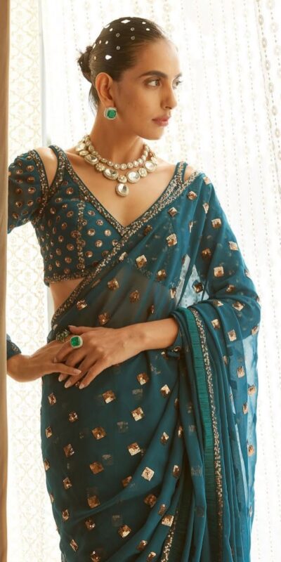 DF 3468 Teal Faux Georgette Saree with Embroidery Work & Sequins Work. Grab it for ₹1799. Delivery 4-6 Working Days. Shop now. | Sarees, Bollywood Sarees, Creative Sarees, Designer Sarees, Embroidered Sarees, Ethnic Saree, Modern Digital sarees, Party Wear Sarees