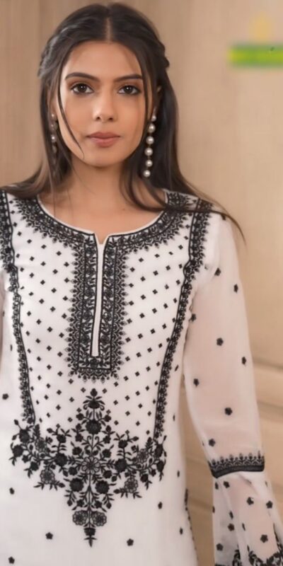DC 111 White Fox Georgette Salwar Suit with Embroidery Work & Thread Embroidery. Available at ₹2449 only. Delivery 4-6 Working Days. Shop now. | Jump Suits, Tops & Bottoms, Track Suits, Salwar suit, Casual Suits, Creative suits, Designer Suits, Palazzo Suits, Party Wear Suits, Patiala Suits, Straight Suits, Trendy Wear