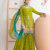 Mahendi Chinon Embroidery Mirror Work Salwar Suit