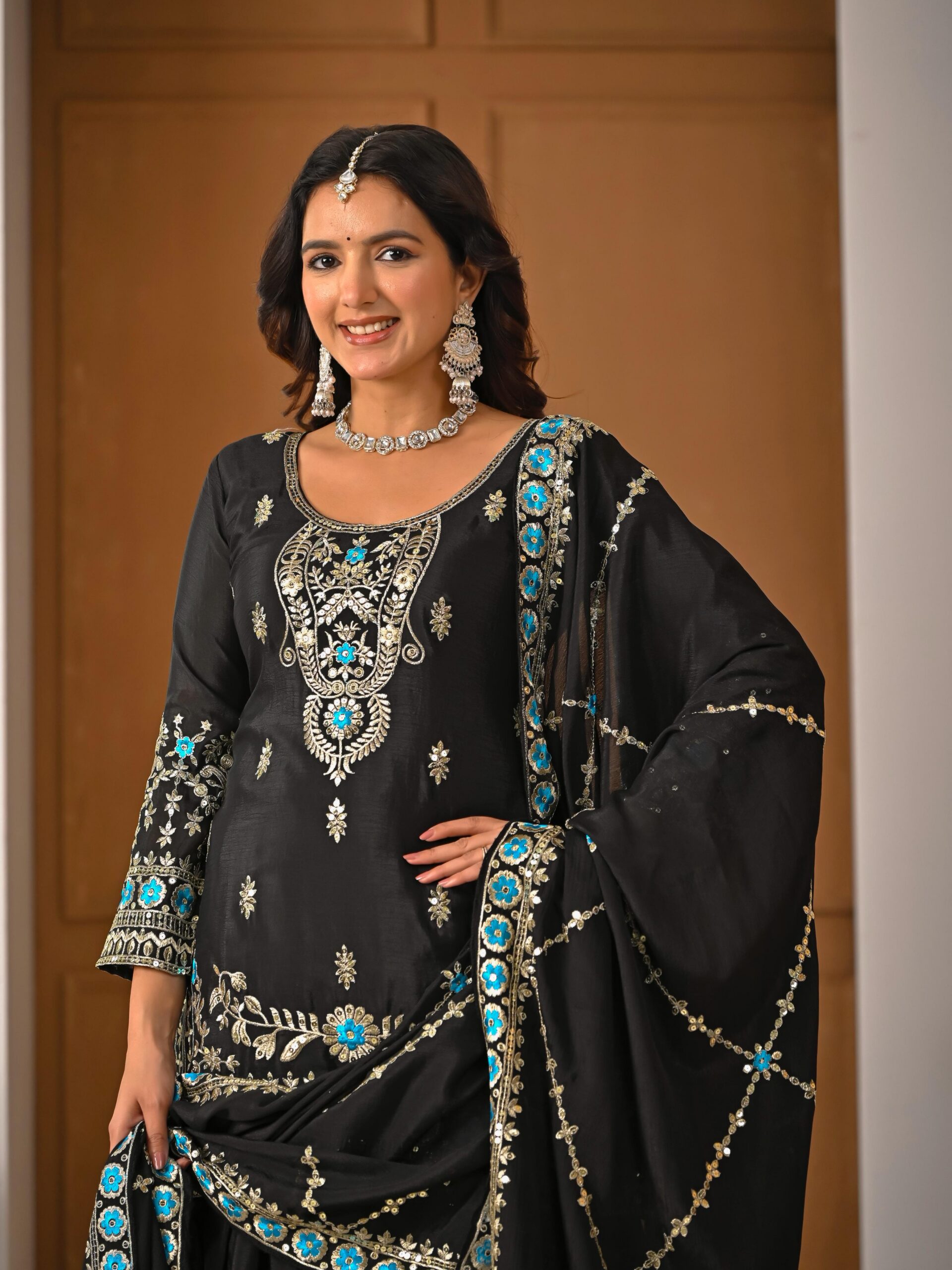 ND 5057 Black NC Vichitra Silk Salwar Suit with Embroidery Work. Special Price ₹2599. Delivery 4-6 Working Days. Shop now. | Jump Suits, Salwar suit, Casual Suits, Creative suits, Designer Suits, Palazzo Suits, Party Wear Suits, Patiala Suits, Straight Suits