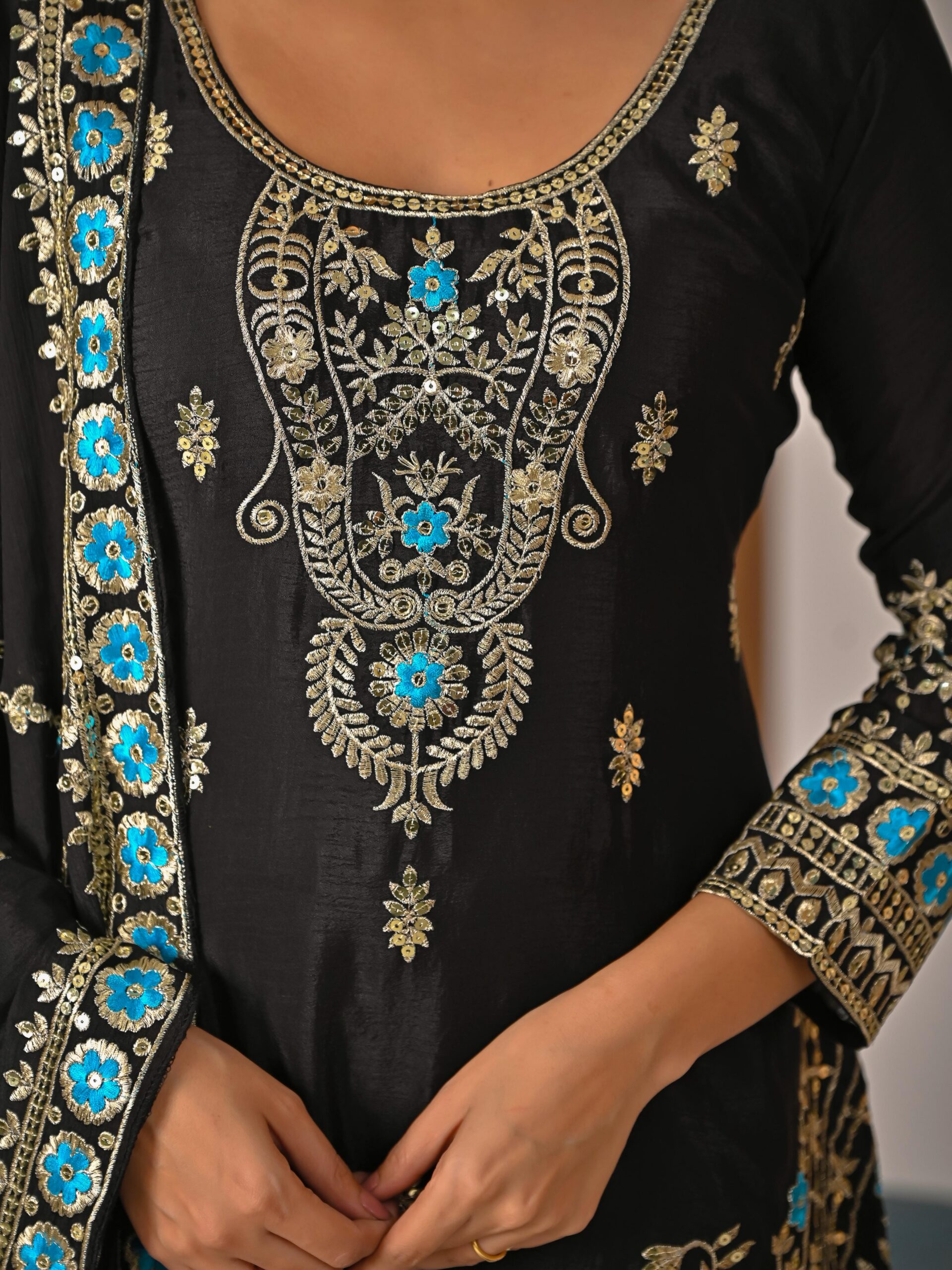 ND 5057 Black NC Vichitra Silk Salwar Suit with Embroidery Work. Special Price ₹2599. Delivery 4-6 Working Days. Shop now. | Jump Suits, Salwar suit, Casual Suits, Creative suits, Designer Suits, Palazzo Suits, Party Wear Suits, Patiala Suits, Straight Suits