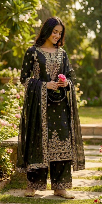 SRK 5316 Black Organza Silk Salwar Suit Perfect for Wedding, Party, Makar Sankranti, Eid, Durga Puja – . Affordable Price ₹2149. Delivery 4-6 Workin | Jump Suits, Salwar suit, Casual Suits, Creative suits, Designer Suits, Palazzo Suits, Party Wear Suits, Patiala Suits, Straight Suits