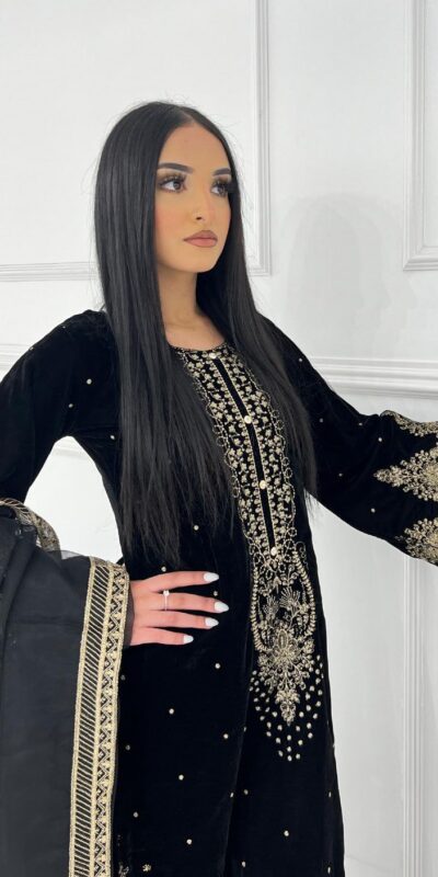 AD 222 Black Viscose Velvet Salwar Suit with Embroidery Work & Lace Work. Best Price ₹2099. Delivery 4-6 Working Days. Shop now. | Jump Suits, Salwar suit, Casual Suits, Creative suits, Designer Suits, Palazzo Suits, Party Wear Suits, Patiala Suits, Straight Suits