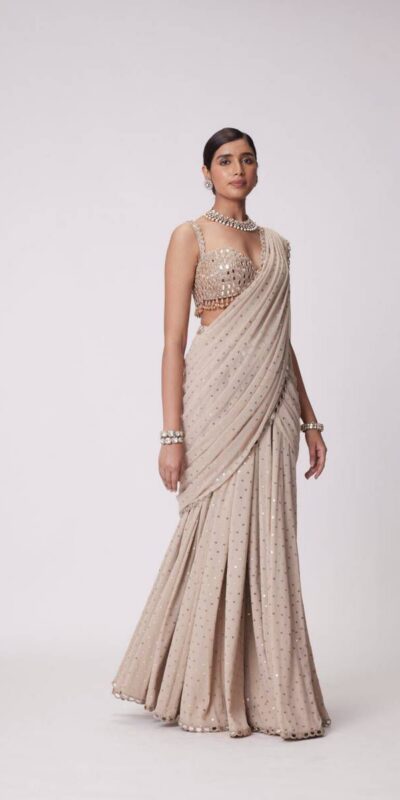 BD 1821 Chiku in Faux Georgette Mirror Work Saree . Wedding, Party, Festive, Events, Grab it for ₹2499. Delivery 4-6 Working Days. Shop now. | Sarees, Bollywood Sarees, Creative Sarees, Designer Sarees, Embroidered Sarees, Ethnic Saree, Modern Digital sarees, Party Wear Sarees