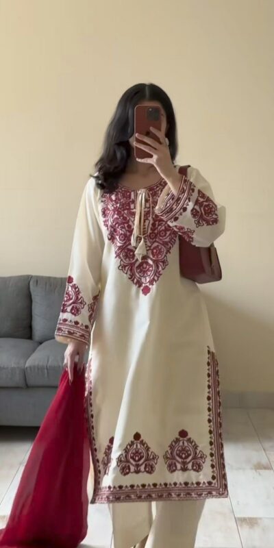 DC 108 Cream Color Natural Crep Salwar Suit with Embroidery Work. Wedding, Party, Festive, Best Price ₹1849. Delivery 4-6 Working Days. Shop now. | Jump Suits, Salwar suit, Casual Suits, Creative suits, Designer Suits, Palazzo Suits, Party Wear Suits, Patiala Suits, Straight Suits