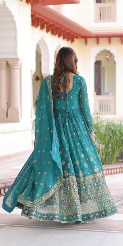 EKA 1216 Firozi in Silver Crunchy mbroidery Work & Sequins Work Gown . Available at ₹2649 only. Delivery 4-6 Working Days. Shop now. | Gowns, Bollywood Gowns, Creative Gowns, Designer Gowns, Embroidered Gowns, Party Wear Gowns