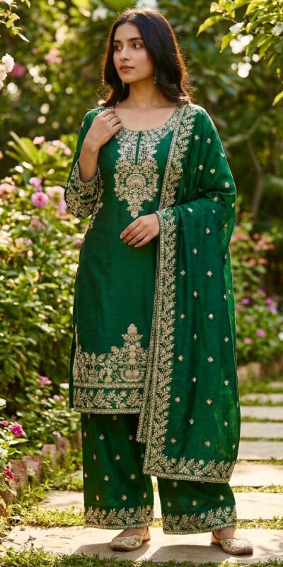 SRK 5316 Green Organza Silk Salwar Suit Perfect for Wedding, Party, Makar Sankranti, Eid, Durga Puja – . Affordable Price ₹2149. Delivery 4-6 Workin | Jump Suits, Salwar suit, Casual Suits, Creative suits, Designer Suits, Palazzo Suits, Party Wear Suits, Patiala Suits, Straight Suits