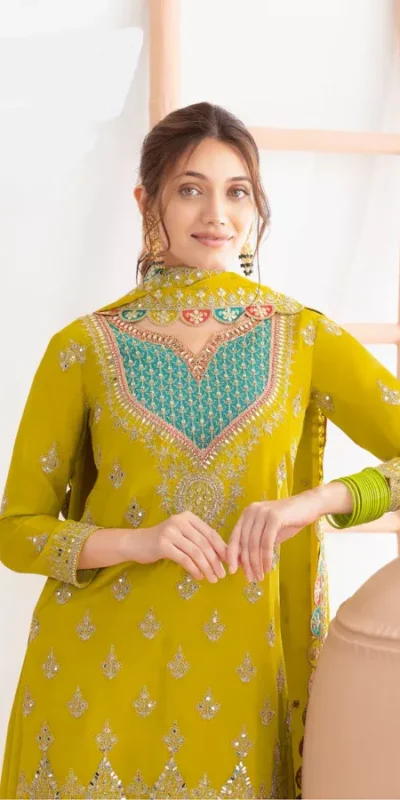 FC 725 Lime Yellow Chinon Salwar Suit Perfect for Wedding, Party, Ethnic Day, Makar Sankranti, Cultural Events – . Best Price ₹3049. Delivery 4-6 Working | Jump Suits, Salwar suit, Casual Suits, Creative suits, Designer Suits, Palazzo Suits, Party Wear Suits, Patiala Suits, Straight Suits