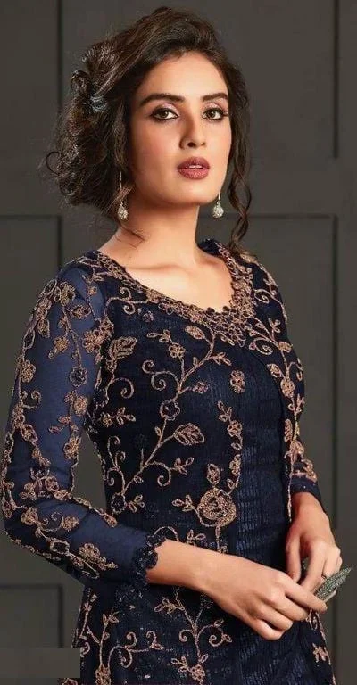 FC 4592 Navy Blue Net Salwar Suit with Stone Work. Wedding, Party, Festive, Events, Now at just ₹2449. Delivery 4-6 Working Days. Shop now. | Jump Suits, Salwar suit, Casual Suits, Creative suits, Designer Suits, Palazzo Suits, Party Wear Suits, Patiala Suits, Straight Suits