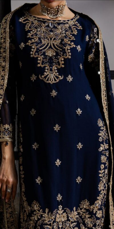 LG 2061 Navy Blue Organza Silk Salwar Suit with Embroidery Work. Exclusive Offer ₹2499. Delivery 4-6 Working Days. Shop now. | Jump Suits, Salwar suit, Casual Suits, Creative suits, Designer Suits, Palazzo Suits, Party Wear Suits, Patiala Suits, Straight Suits