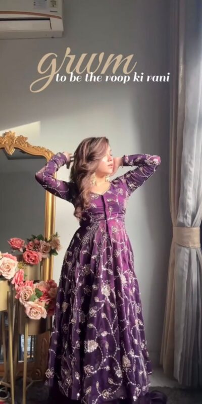 KD 1566 Purple Fendy Silk Gown Perfect for Wedding, Party, Pongal, Sangeet, Diwali – . Get it for ₹2499. Delivery 4-6 Working Days. Shop now. | Gowns, Bollywood Gowns, Creative Gowns, Designer Gowns, Embroidered Gowns, Party Wear Gowns