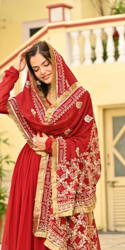 KA 1207 Red Faux Blooming Gown with Embroidery Work & Zari Work. Festive Deal ₹2649. Delivery 4-6 Working Days. Shop now. | Gowns, Bollywood Gowns, Creative Gowns, Designer Gowns, Embroidered Gowns, Party Wear Gowns