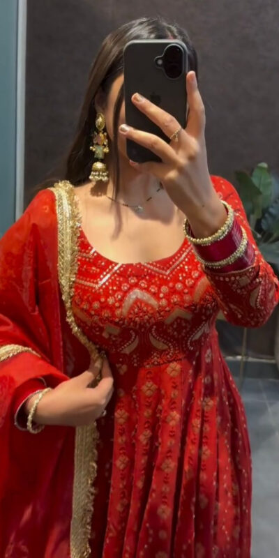 KD 1570 Red Faux Georgette Sequence Work Gown Gown. Wedding, Party, Festive, Events Grab it for ₹2599. Delivery 4-6 Working Days. Shop now. | Gowns, Bollywood Gowns, Creative Gowns, Designer Gowns, Embroidered Gowns, Party Wear Gowns