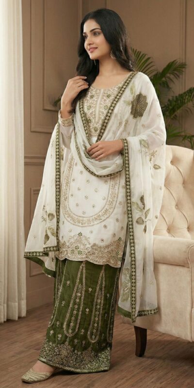NSR 884 White Organza Silk Salwar Suit with Digital Print & Embroidery Work. Introductory Price ₹2149. Delivery 4-6 Working Days. Shop now. | Jump Suits, Salwar suit, Casual Suits, Creative suits, Designer Suits, Palazzo Suits, Party Wear Suits, Patiala Suits, Straight Suits
