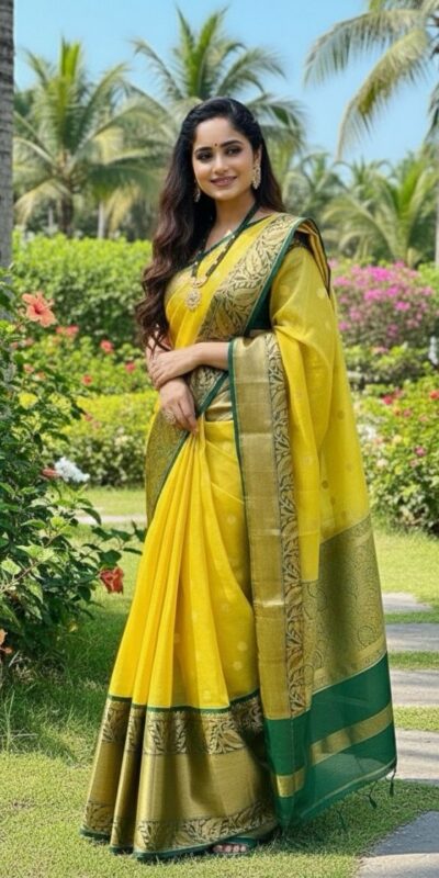 KPR 225 Yellow in Soft Lichi Silk Lace Work & Lace Border Saree . Special Price ₹1449. Delivery 4-6 Working Days. Shop now. | Sarees, Bollywood Sarees, Creative Sarees, Designer Sarees, Embroidered Sarees, Ethnic Saree, Modern Digital sarees, Party Wear Sarees