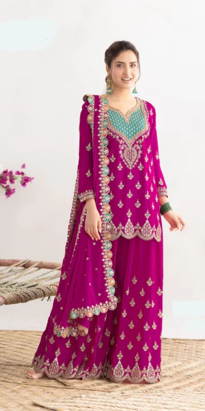 WW G 6000 Rani Pink Viscous Chinon Salwar Suit with Lace Work & Embroidery Work. Exclusive Offer βΉ2499. Delivery 4-6 Working Days. Shop now. | Jump Suits, Salwar suit, Casual Suits, Creative suits, Designer Suits, Palazzo Suits, Party Wear Suits, Patiala Suits, Straight Suits