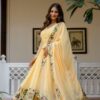RR 41 Yellow Faux Georgette Gown Perfect for Wedding, Party, Makar Sankranti, Karwa Chauth, Ethnic Day – . Now at just ₹2599. Delivery 4-6 Working D | Gowns, Bollywood Gowns, Creative Gowns, Designer Gowns, Embroidered Gowns, Party Wear Gowns
