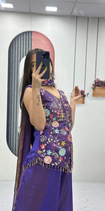 PC 551 Purple Tissue Simmer Salwar Suit with Embroidery Work. Affordable Price ₹2549. Delivery 4-6 Working Days. Shop now. | Jump Suits, Salwar suit, Casual Suits, Creative suits, Designer Suits, Palazzo Suits, Party Wear Suits, Patiala Suits, Straight Suits