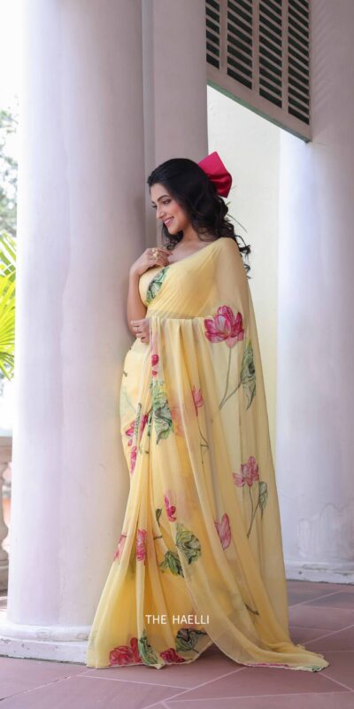 NC 5497 Yellow Soft Tebby Silk Saree. Perfect for Wedding, Party, Onam, Family Gatherings, Mehendi – Festive Deal ₹2049. Delivery 4-6 Working Days | Sarees, Bollywood Sarees, Creative Sarees, Designer Sarees, Embroidered Sarees, Ethnic Saree, Modern Digital sarees, Party Wear Sarees
