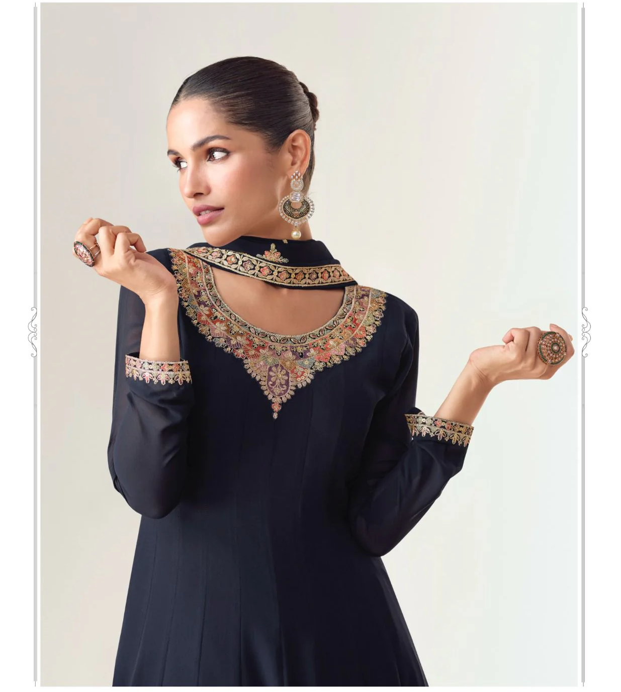 FC 10128 Black Color Blooming Georgette Embroidery Work Salwar Suit . Introductory Price ₹3449. Delivery 4-6 Working Days. Shop now. | Jump Suits, Salwar suit, Casual Suits, Creative suits, Designer Suits, Palazzo Suits, Party Wear Suits, Patiala Suits, Straight Suits