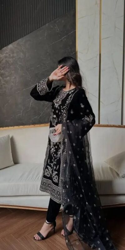 NF 1271 Black Korean Satin Silk Salwar Suit with Lace Work & Embroidery Work. Exclusive Offer ₹2449. Delivery 4-6 Working Days. Shop now. | Jump Suits, Salwar suit, Casual Suits, Creative suits, Designer Suits, Palazzo Suits, Party Wear Suits, Patiala Suits, Straight Suits