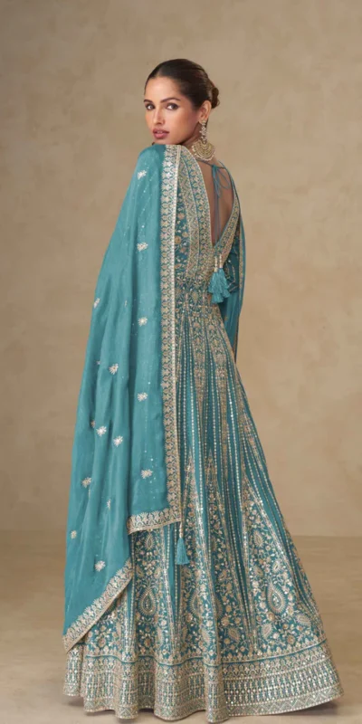 FC 10355 Blue Chinon Silk Salwar Suit with Embroidery Work & Lace Work. Affordable Price ₹3699. Delivery 4-6 Working Days. Shop now. | Jump Suits, Salwar suit, Casual Suits, Creative suits, Designer Suits, Palazzo Suits, Party Wear Suits, Patiala Suits, Straight Suits