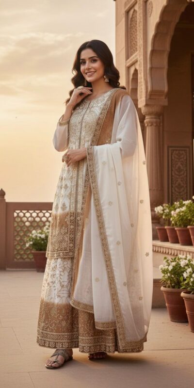 AD 224 Brown Color Dual Tone Star Georgette Salwar Suit with Embroidery Work. Affordable Price ₹2399. Delivery 4-6 Working Days. Shop now. | Jump Suits, Salwar suit, Casual Suits, Creative suits, Designer Suits, Palazzo Suits, Party Wear Suits, Patiala Suits, Straight Suits