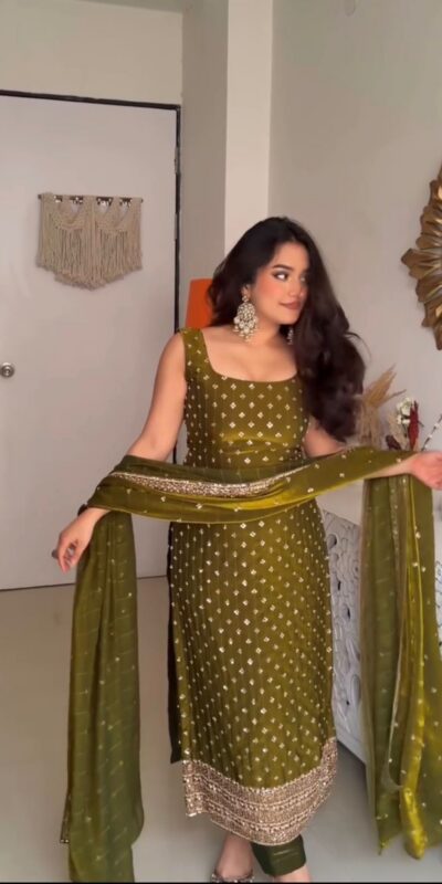 ZSR 3163 Mehendi Mehendi Fendy Silk Salwar Suit with Mirror Work & Embroidery Work. Best Price ₹2099. Delivery 4-6 Working Days. Shop now. | Jump Suits, Salwar suit, Casual Suits, Creative suits, Designer Suits, Palazzo Suits, Party Wear Suits, Patiala Suits, Straight Suits