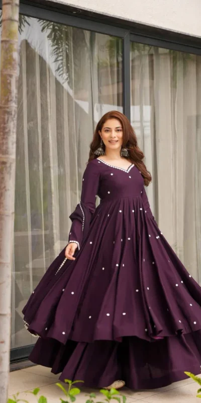 MD 3077 Dark Purple Roman Silk Anarkali Suit. Perfect for Wedding, Party, Lohri, Holi, Baisakhi β Festive Deal βΉ2449. Delivery 4-6 Working Days. | Anarkali Suits, Bollywood Anarkali, Creative-Anarkali, Designer Anarkali, Embroidered Anarkali, Party Wear Anarkali
