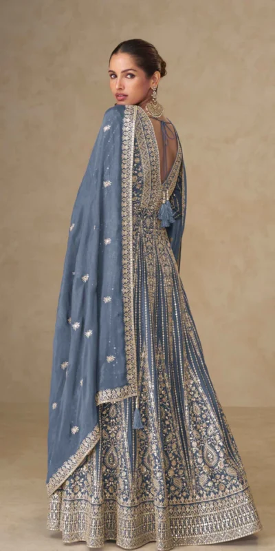 FC 10355 Grey Chinon Silk Salwar Suit with Embroidery Work & Lace Work. Affordable Price ₹3699. Delivery 4-6 Working Days. Shop now. | Jump Suits, Salwar suit, Casual Suits, Creative suits, Designer Suits, Palazzo Suits, Party Wear Suits, Patiala Suits, Straight Suits