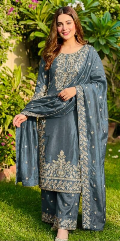 SRK 5316 Grey Organza Silk Salwar Suit Perfect for Wedding, Party, Makar Sankranti, Eid, Durga Puja – . Affordable Price ₹2149. Delivery 4-6 Workin | Jump Suits, Salwar suit, Casual Suits, Creative suits, Designer Suits, Palazzo Suits, Party Wear Suits, Patiala Suits, Straight Suits