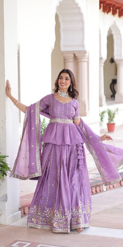 KA 5057 Lavender Gold Crush Lehenga Choli with Embroidery Work & Zari Work. Introductory Price ₹2649. Delivery 4-6 Working Days. Shop now. | Lehenga, Bollywood Lehenga, Creative Lehenga, Designer Lehenga, Embroidered Lehenga, Party Wear Lehenga