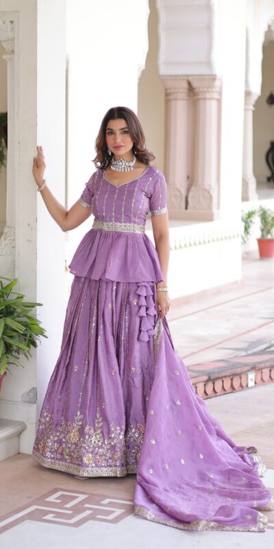 KA 5057 Lavender Gold Crush Lehenga Choli with Embroidery Work & Zari Work. Introductory Price ₹2649. Delivery 4-6 Working Days. Shop now. | Lehenga, Bollywood Lehenga, Creative Lehenga, Designer Lehenga, Embroidered Lehenga, Party Wear Lehenga