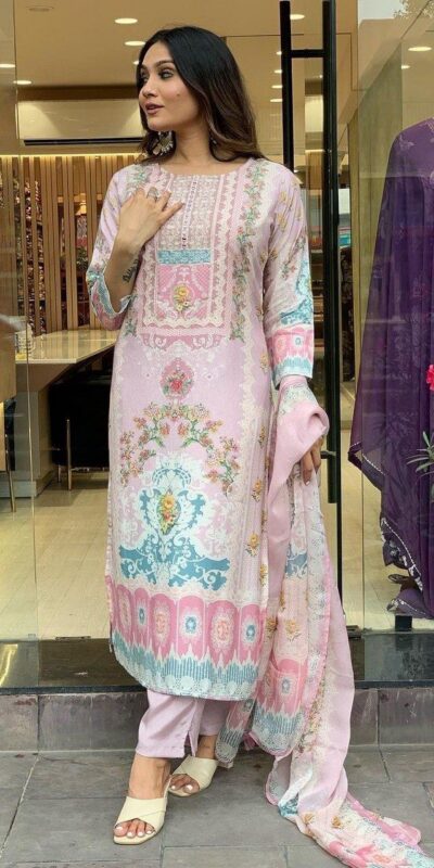 DC G22 Light Pink in Maslin Digital Print Salwar Suit . Wedding, Party, Festive, Events, Introductory Price ₹1749. Delivery 4-6 Working Days. Shop now. | Jump Suits, Salwar suit, Casual Suits, Creative suits, Designer Suits, Palazzo Suits, Party Wear Suits, Patiala Suits, Straight Suits