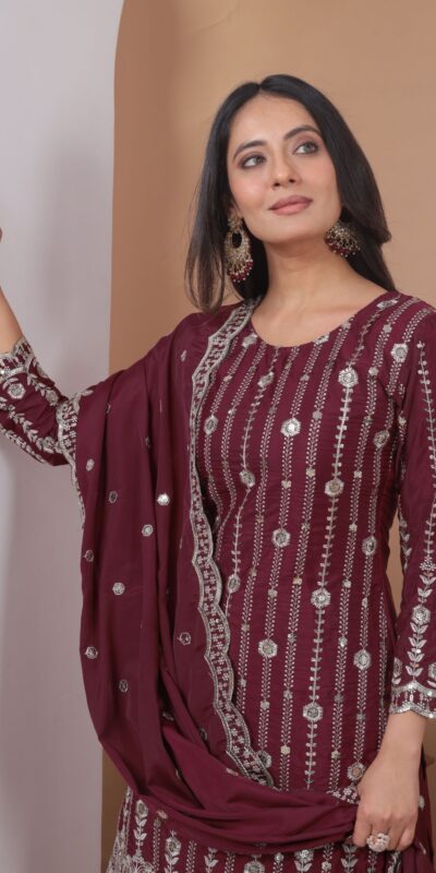 FE 126 Maroon Color Natural Crap Salwar Suit with Embroidery Work. Special Price ₹2399. Delivery 4-6 Working Days. Shop now. | Jump Suits, Salwar suit, Casual Suits, Creative suits, Designer Suits, Palazzo Suits, Party Wear Suits, Patiala Suits, Straight Suits