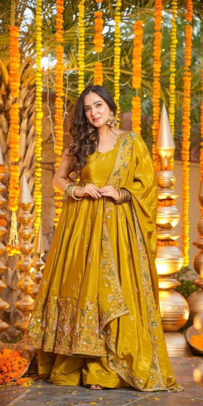 NF 1264 Mastered Natural Crap Silk Anarkali Suit with Embroidery Work. Available at ₹3049 only. Delivery 4-6 Working Days. Shop now. | Anarkali Suits, Bollywood Anarkali, Creative-Anarkali, Designer Anarkali, Embroidered Anarkali, Party Wear Anarkali
