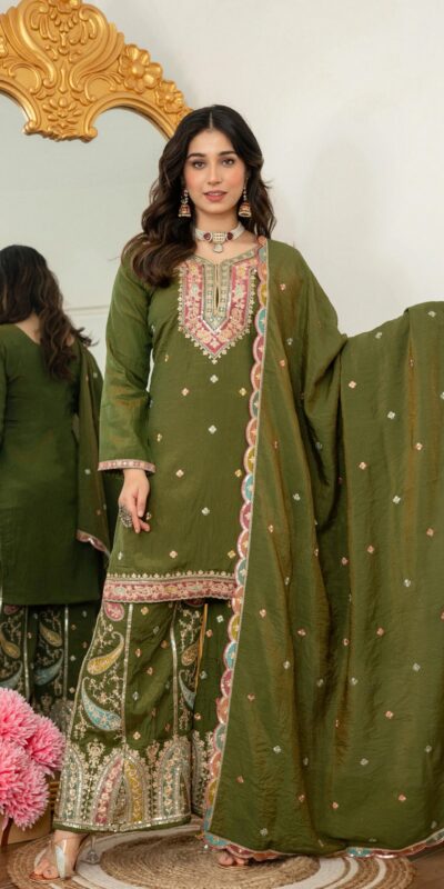 WW 6007 Mehendi Vichitra Silk Salwar Suit with Embroidery Work. Wedding, Party, Festive, Events, Grab it for ₹2599. Delivery 4-6 Working Days. Shop now. | Jump Suits, Salwar suit, Casual Suits, Creative suits, Designer Suits, Palazzo Suits, Party Wear Suits, Patiala Suits, Straight Suits