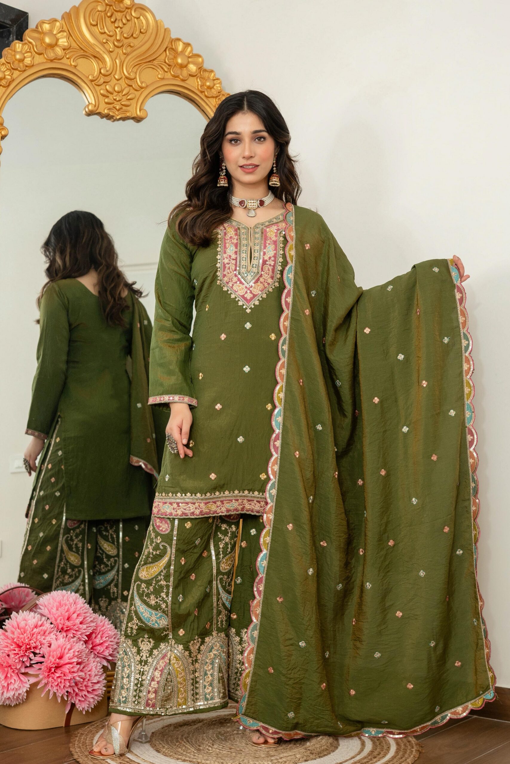 WW 6007 Mehendi Vichitra Silk Salwar Suit with Embroidery Work. Wedding, Party, Festive, Events, Grab it for ₹2599. Delivery 4-6 Working Days. Shop now. | Jump Suits, Salwar suit, Casual Suits, Creative suits, Designer Suits, Palazzo Suits, Party Wear Suits, Patiala Suits, Straight Suits