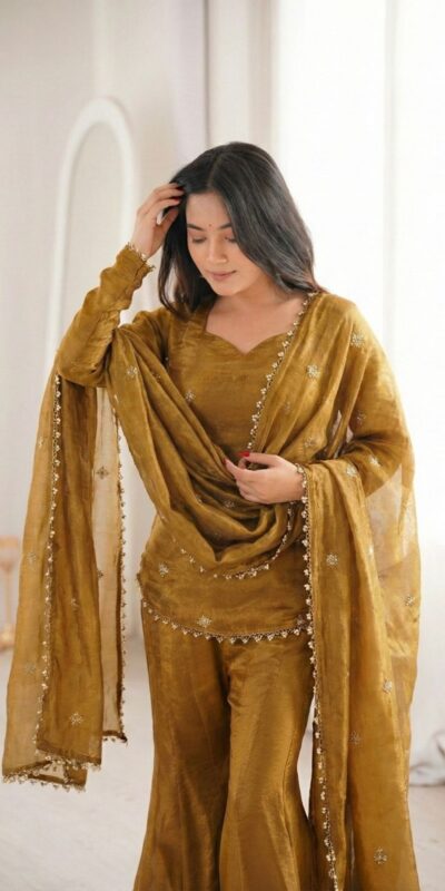 ZSR 3159 Mustered Fendy Silk Salwar Suitwith Embroidery Work & Lace Work. Now at just ₹2049. Delivery 4-6 Working Days. Shop now. | Jump Suits, Salwar suit, Casual Suits, Creative suits, Designer Suits, Palazzo Suits, Party Wear Suits, Patiala Suits, Straight Suits
