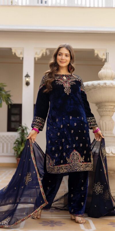 ST 1164 Navy Blue 9000 Velvet Salwar Suit Perfect for Wedding, Party, Family Gatherings, Ethnic Day, Holi – . Best Price ₹2149. Delivery 4-6 Working Days. | Jump Suits, Salwar suit, Casual Suits, Creative suits, Designer Suits, Palazzo Suits, Party Wear Suits, Patiala Suits, Straight Suits