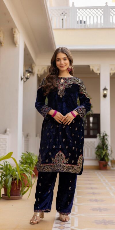 ST 1164 Navy Blue 9000 Velvet Salwar Suit Perfect for Wedding, Party, Family Gatherings, Ethnic Day, Holi – . Best Price ₹2149. Delivery 4-6 Working Days. | Jump Suits, Salwar suit, Casual Suits, Creative suits, Designer Suits, Palazzo Suits, Party Wear Suits, Patiala Suits, Straight Suits
