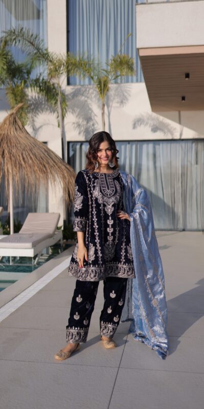 KA 1228 Navy Blue 9000 Velvet Salwar Suit Perfect for Wedding, Party, Diwali, Holi, Traditional Day – . Get it for ₹3049. Delivery 4-6 Working Days. Shop | Jump Suits, Salwar suit, Casual Suits, Creative suits, Designer Suits, Palazzo Suits, Party Wear Suits, Patiala Suits, Straight Suits